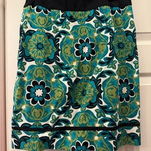 Ann Taylor Green A-Line Knee-Length Skirt